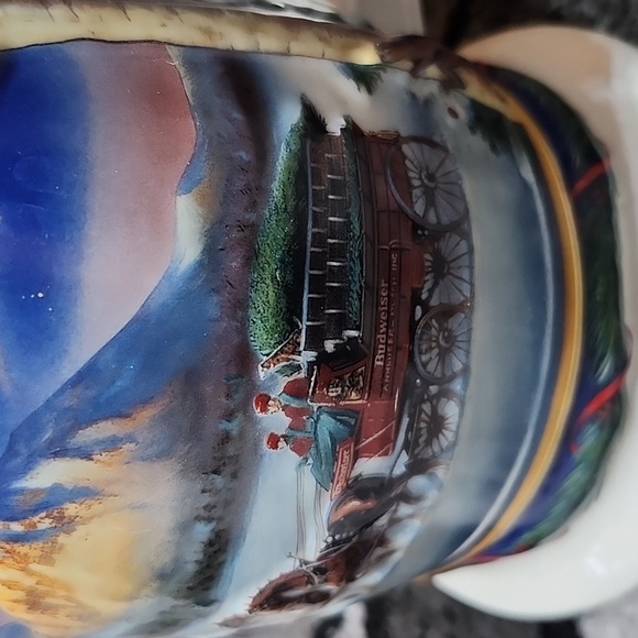 BUDWEISER 2000 HOILDAY CLYDESDALES HORSES MOUNTAIN BEER STEIN MUG CUP - Picture 6 of 11